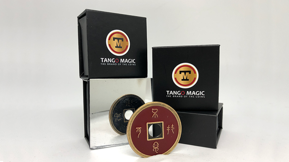 Chinese Coin (CH0019) Black &amp; Red by Tango Magic - Tricks