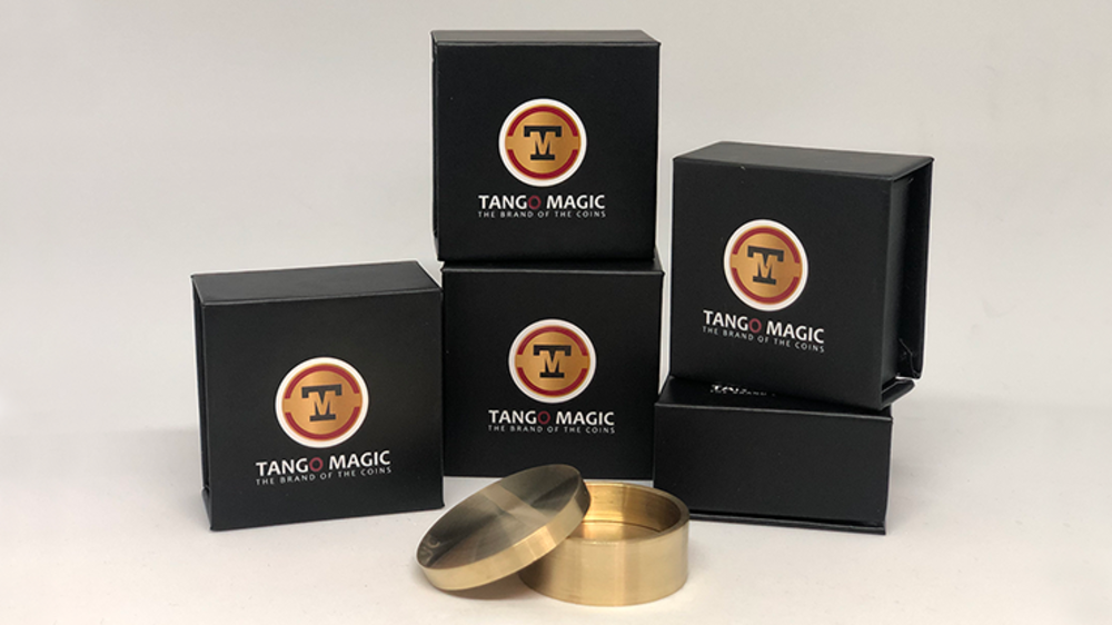 Slot Okito Coin Box (BRASS w/Online Instructions)(B0031) One Dollar by Tango Magic - Trick