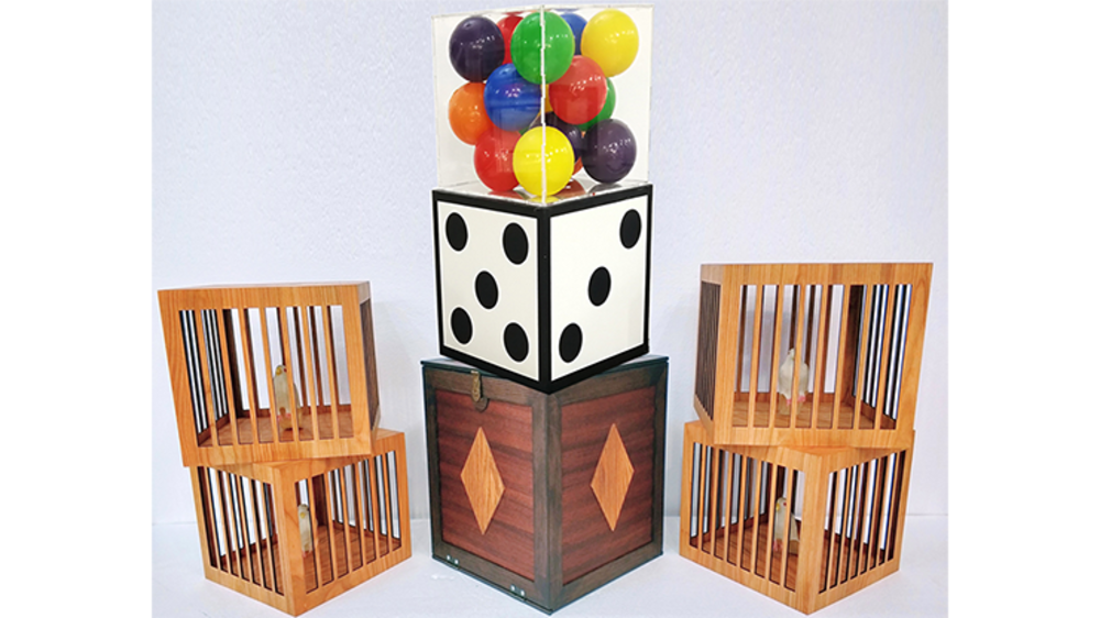 Dice of Dice to Crystal Cube then to 4 Cages (with Case) by Tora Magic