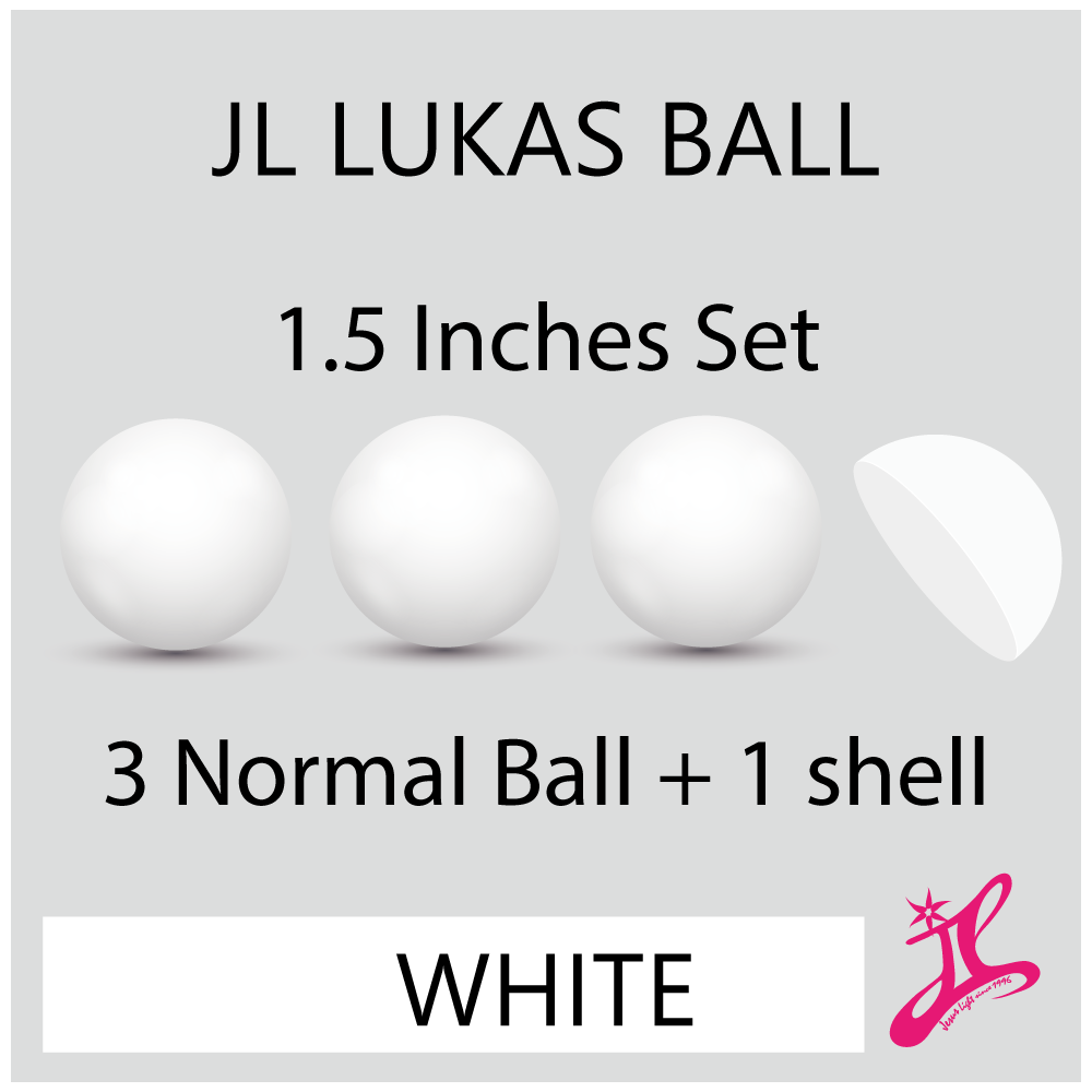 JL Lucas Ball 1.5 Inch Normal 3 Balls + 1 Shell_White