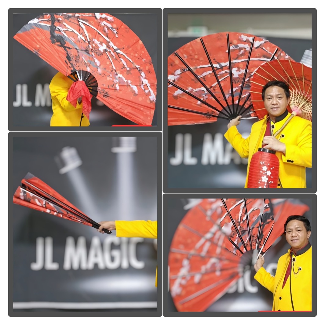 Oriental Plum Blossom Fans (Jumbo Size, Foldable) (Jumbo Plum Blossom Fan (Foldable))*Includes high-end case