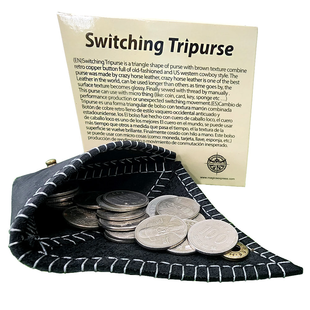 this switching tripurse new idea for coin switching even cards, prediction and small item, best for close-up magician, beginner.