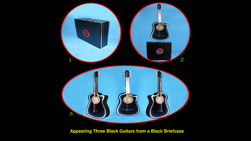 Appearing Guitars from Briefcase (3/Black) by Black Magic - Trick
