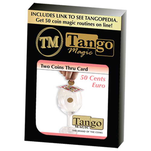 Two Coins Thru Card (E0016) (50 cent Euro) by Tango - Trick