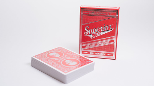 Superior Skull &amp; Bones V2 (Red/Silver) Playing Cards by Expert Playing Card Co.
