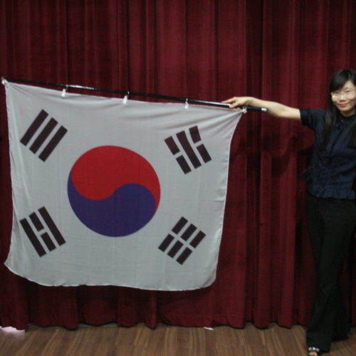 Giant flag (Taegeukgi) about 140cm*120cm wide (including cloth and flagpole)