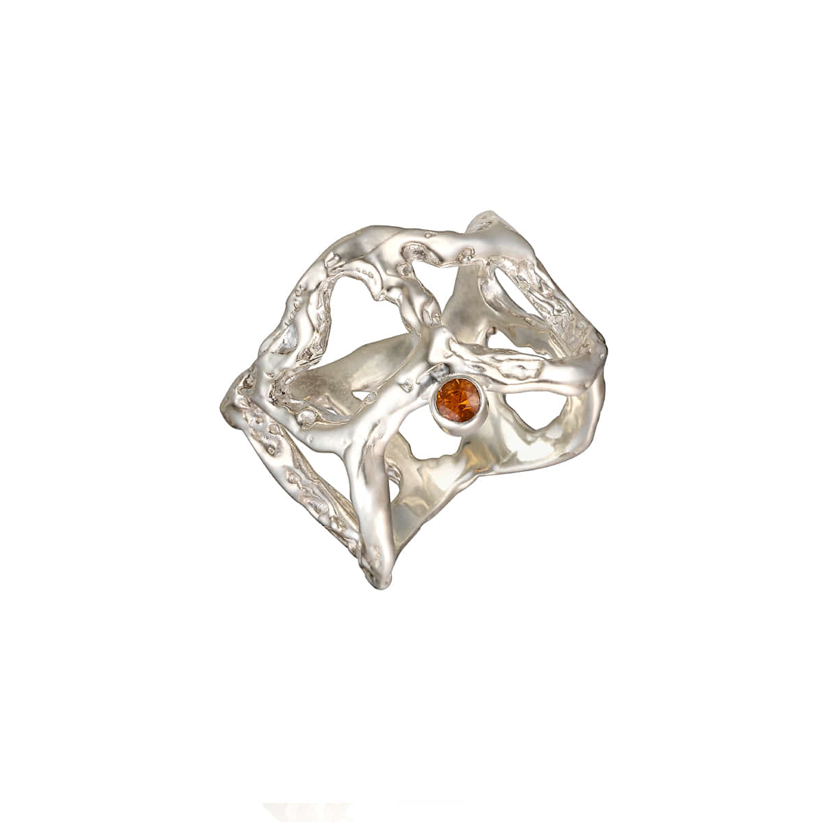 Wave orange sapphire ring-S