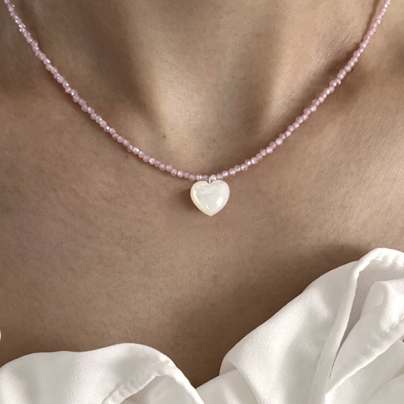 &#039;The rose&#039; heart necklace-pink