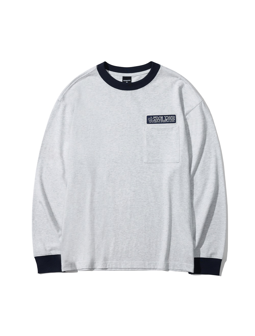 PATCH SOLID LONG SLEEVE T-SHIRTS [LIGHT GREY]