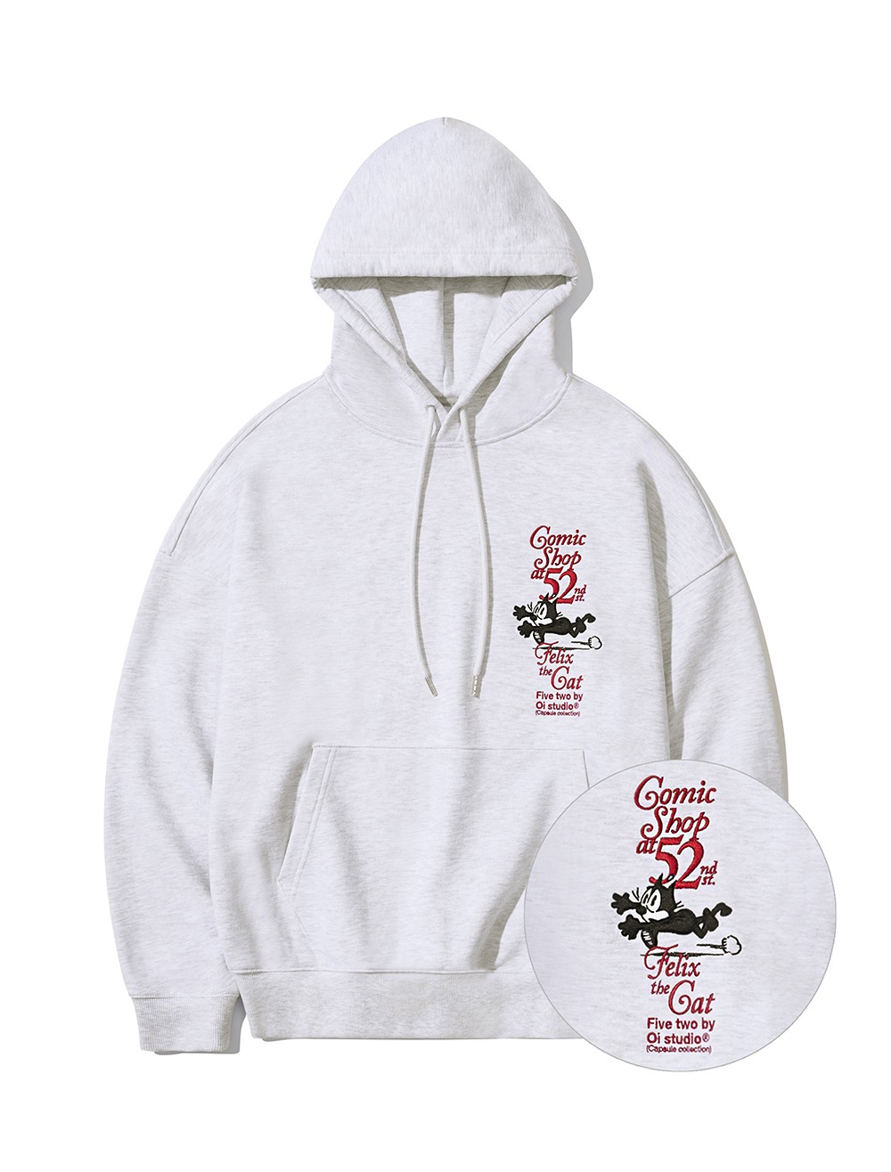 FELIX THE CAT EMBROIDERY HOODIE [LIGHT GREY]