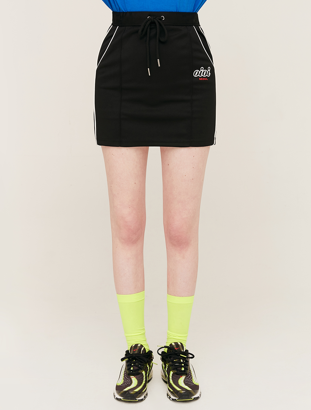 PIPING POINT TRACK SKIRT_black