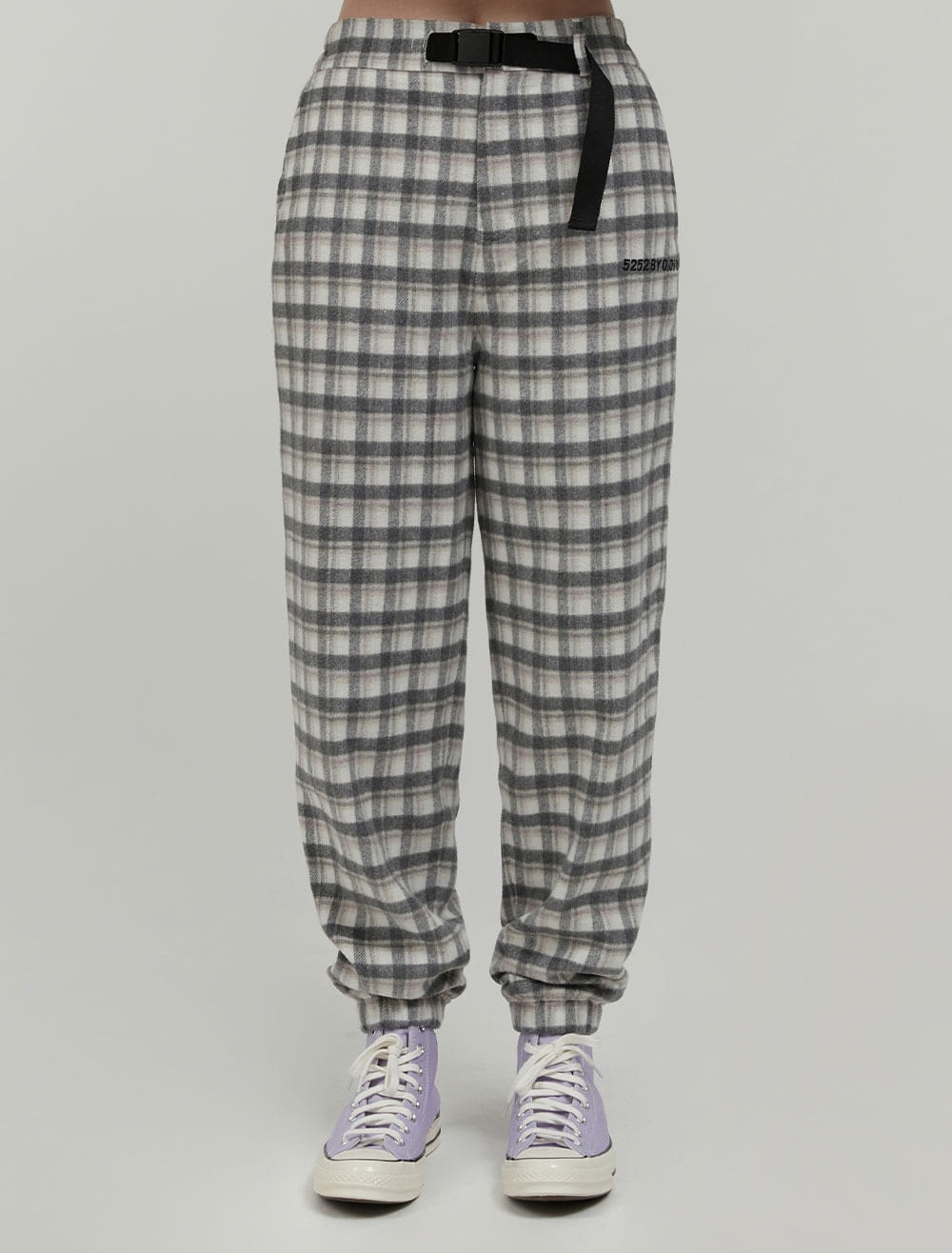 BUCKLE STRAP CHECK PANTS [IVORY CHECK]