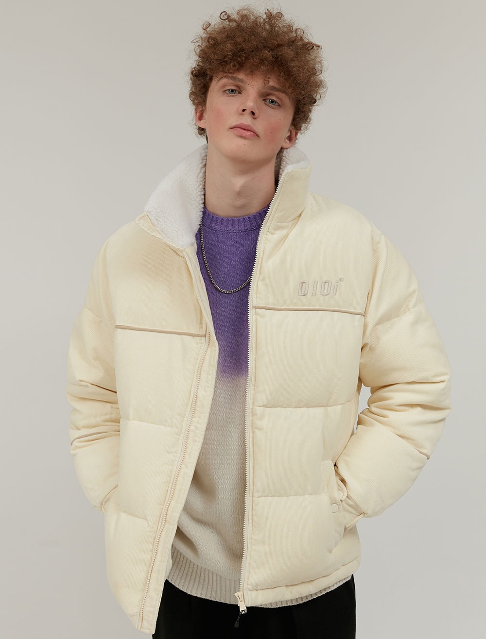 PIPING POINT CORDUROY JACKET [IVORY]