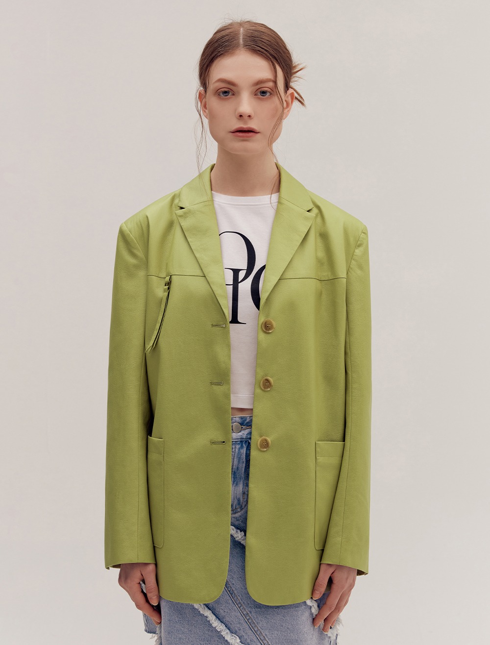 FAUX LEATHER JACKET [GREEN]