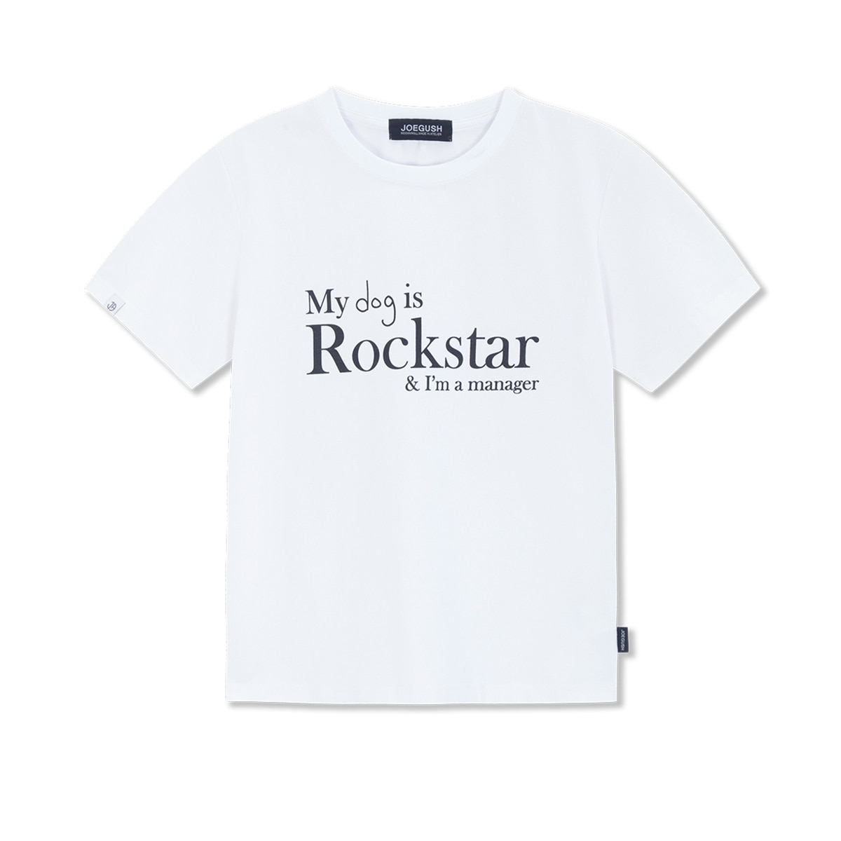 MY dog is Rockstar T-shirt (CROP VER.) (White)