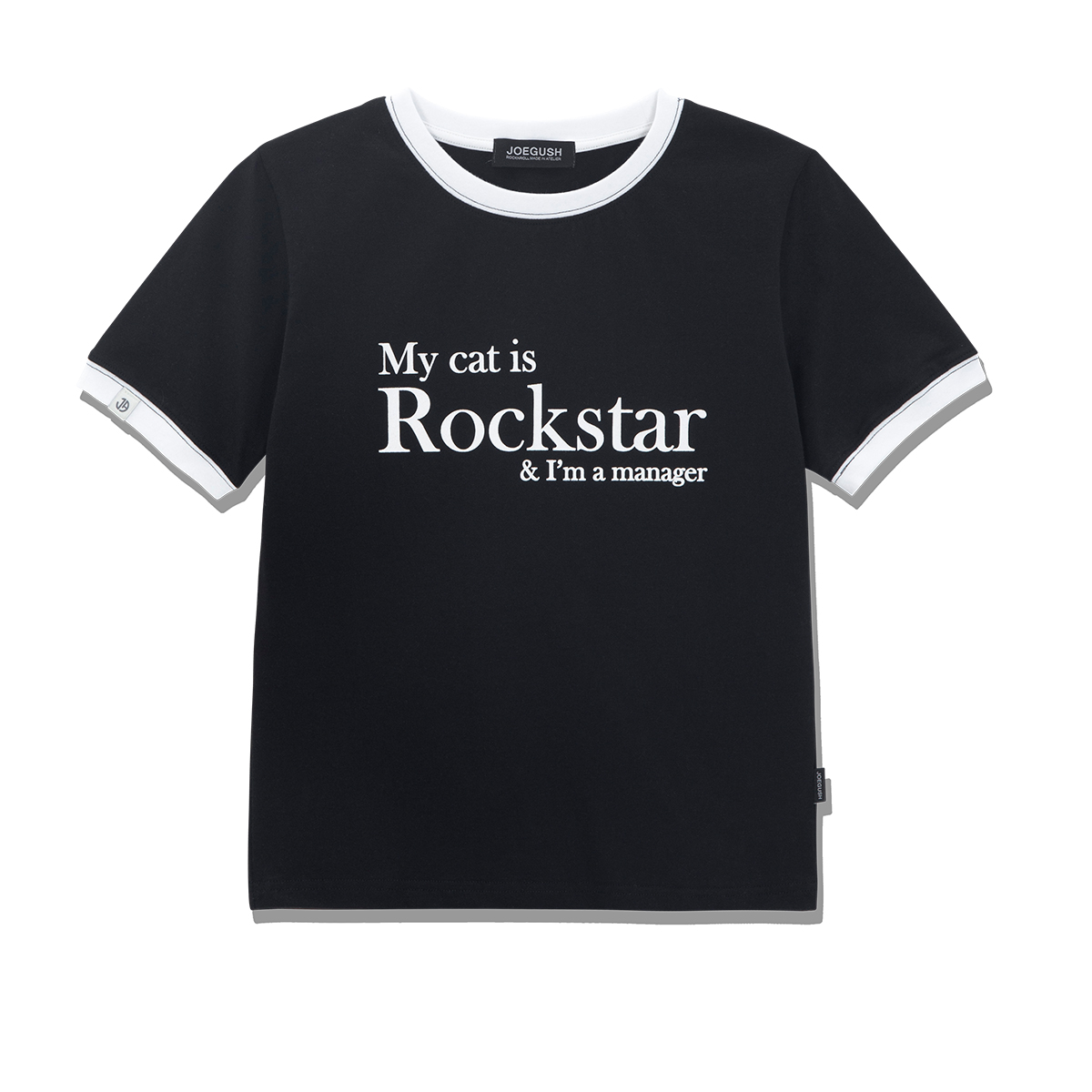 My cat is Rockstar Ringer T-shirt (CROP VER.) (Black)