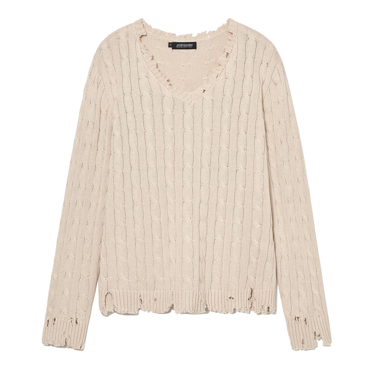 Distressed Cable knit (Ivory) [04/03 배송]