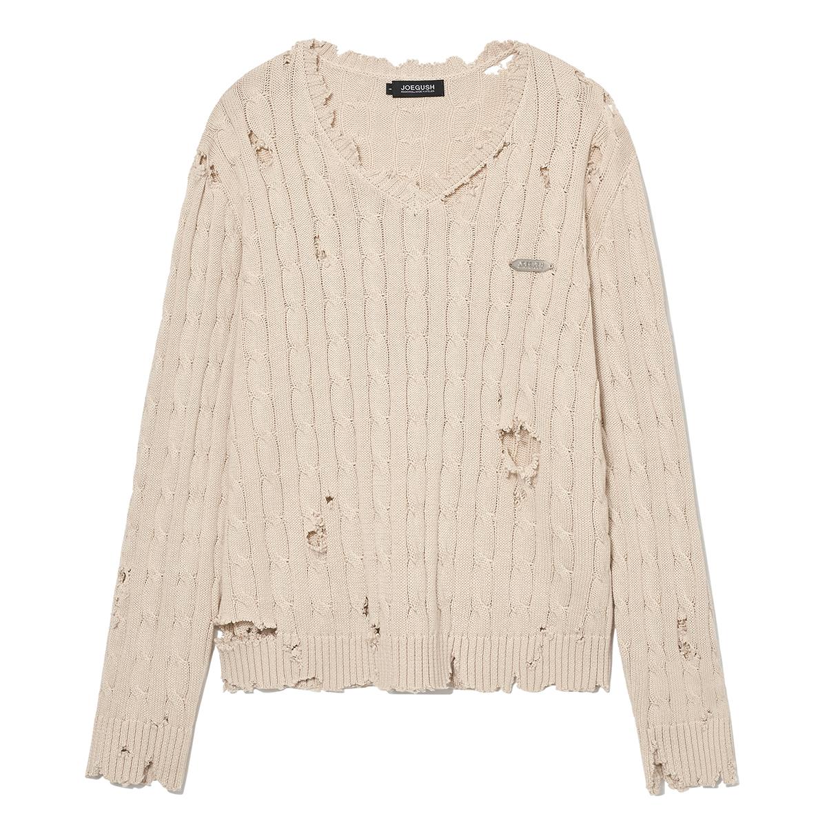 Distressed Cable knit LV.2 (Ivory)