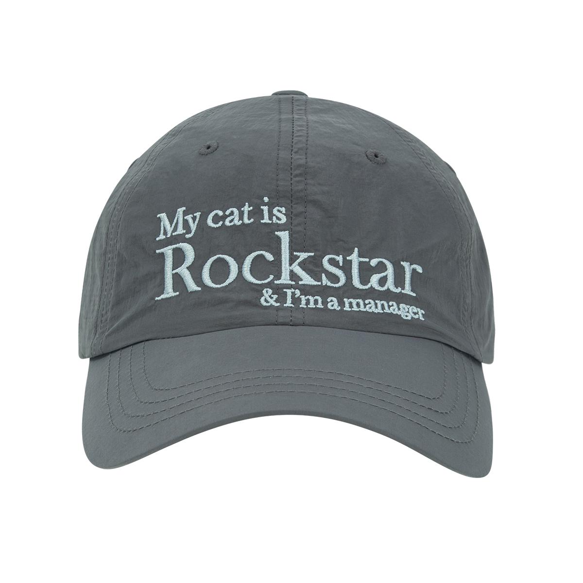 Rockstar cat Nylon cap (Charcoal)