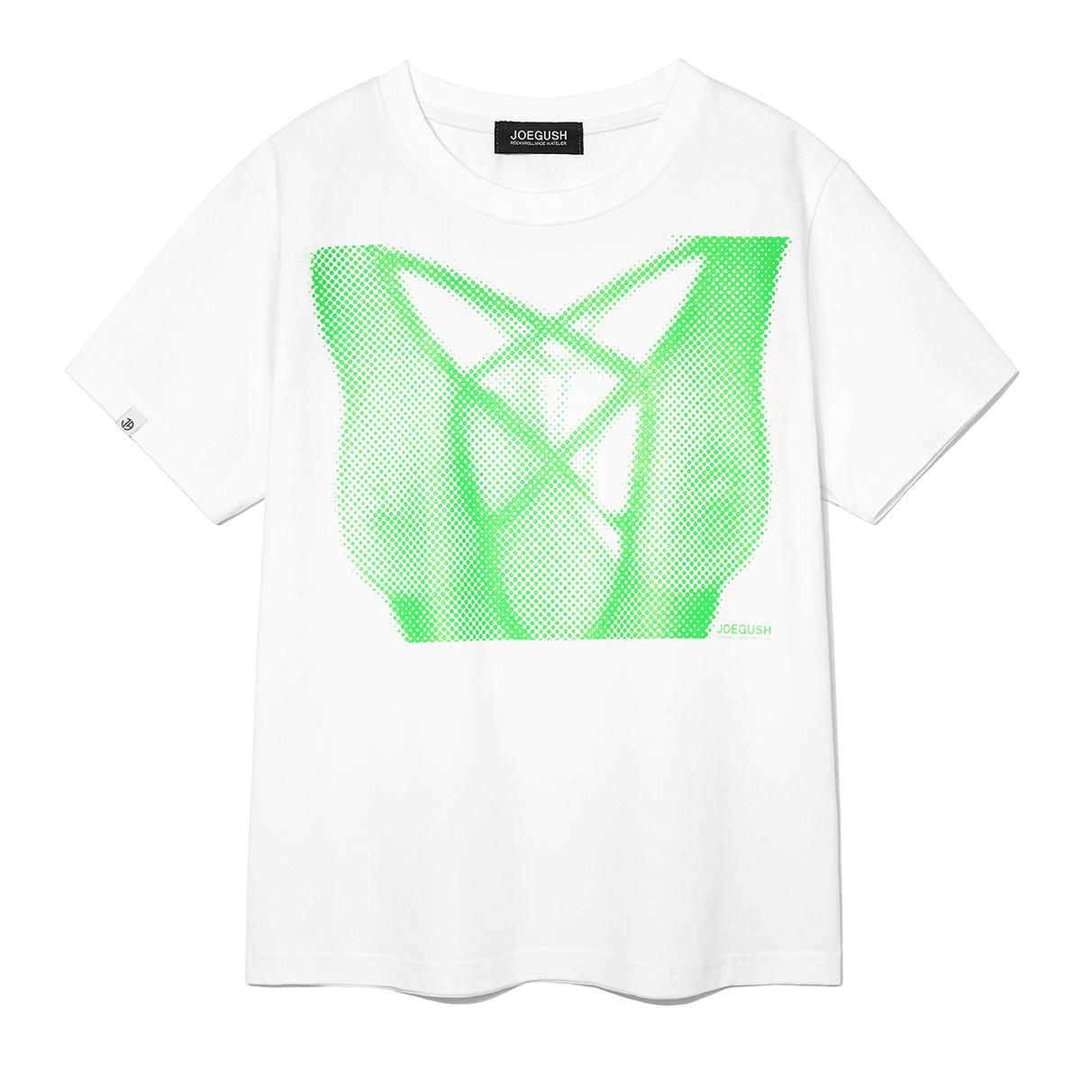 X-ray Boobs T-shirt (CROP VER.) (White/Yellow-green)