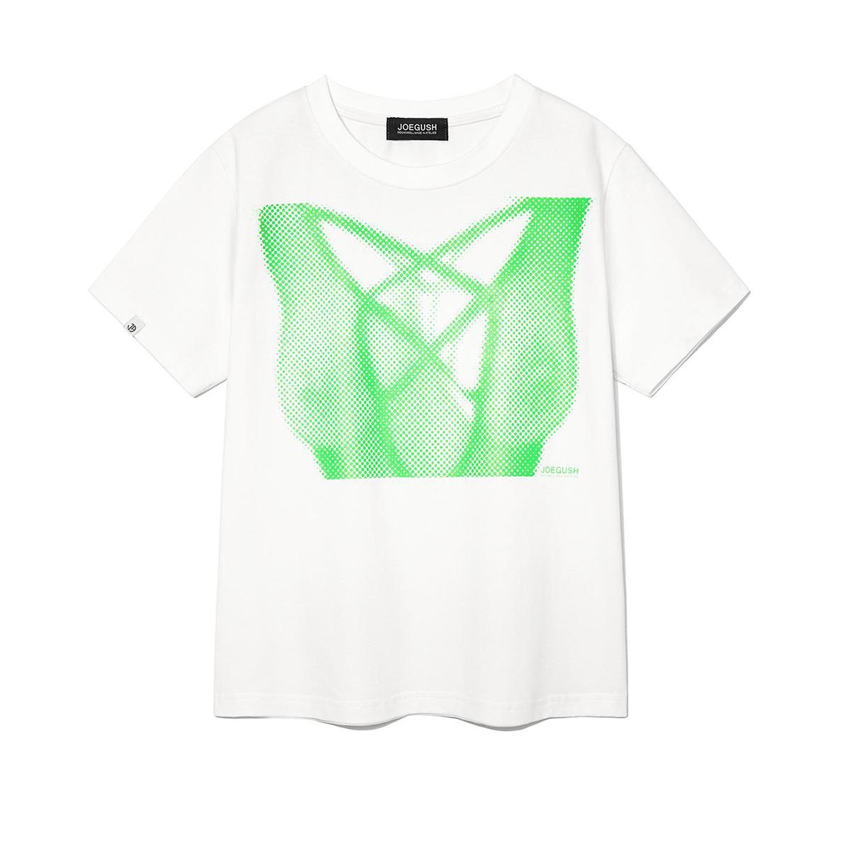 X-ray Boobs T-shirt (CROP VER.) (White/Yellow-green)