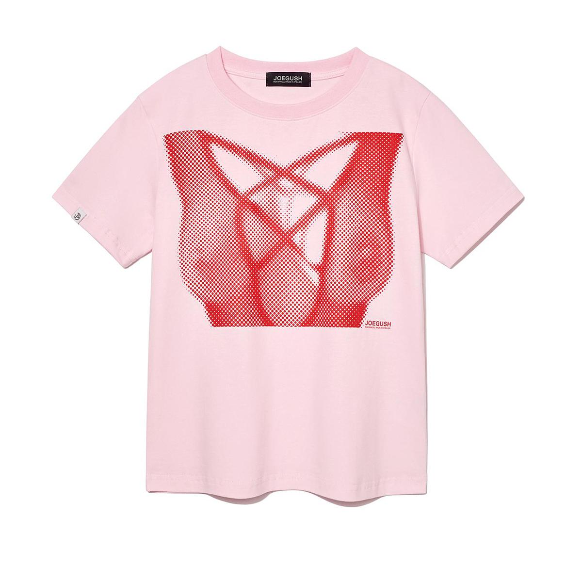 X-ray Boobs T-shirt (CROP VER.) (Baby Pink/Red)