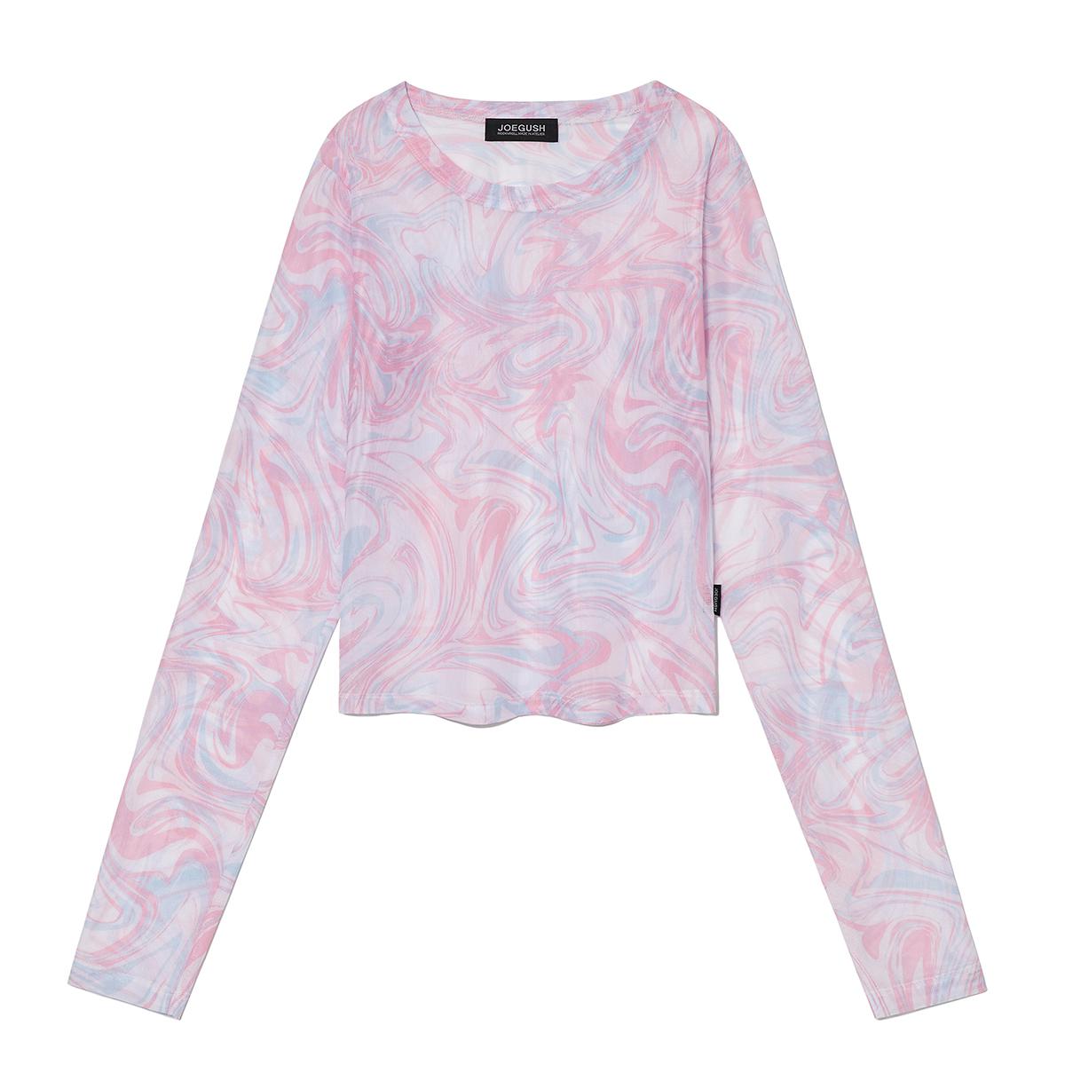 Marbling Mesh L/S (CROP VER.) (Cotton candy)