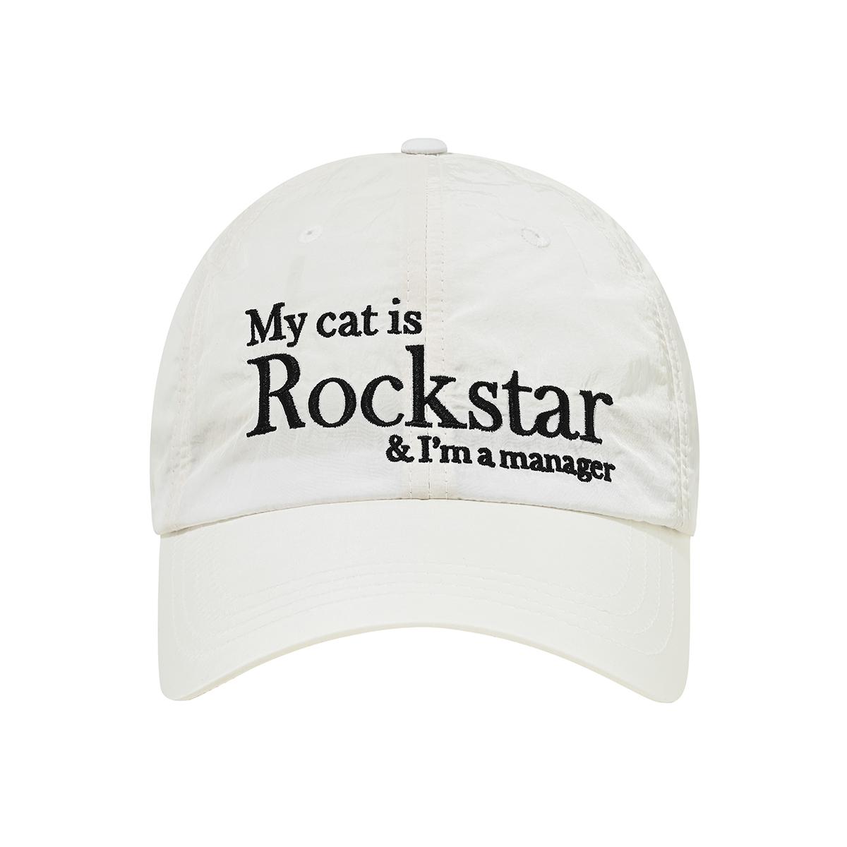 Rockstar cat Nylon cap (White)