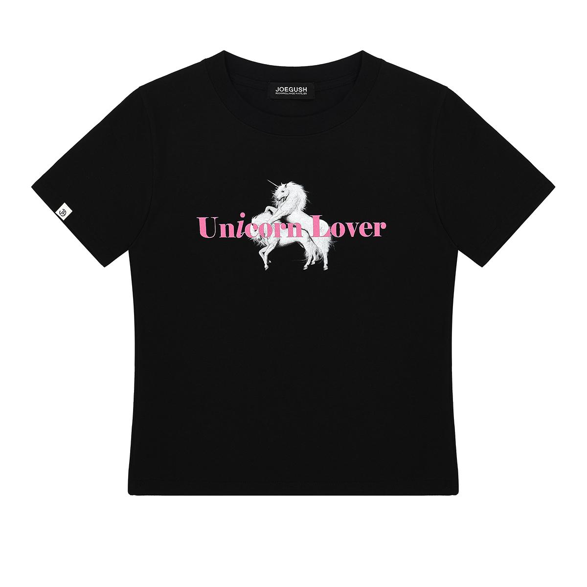 Unicorn Lover T-SHIRT(CROP VER.) (Black)