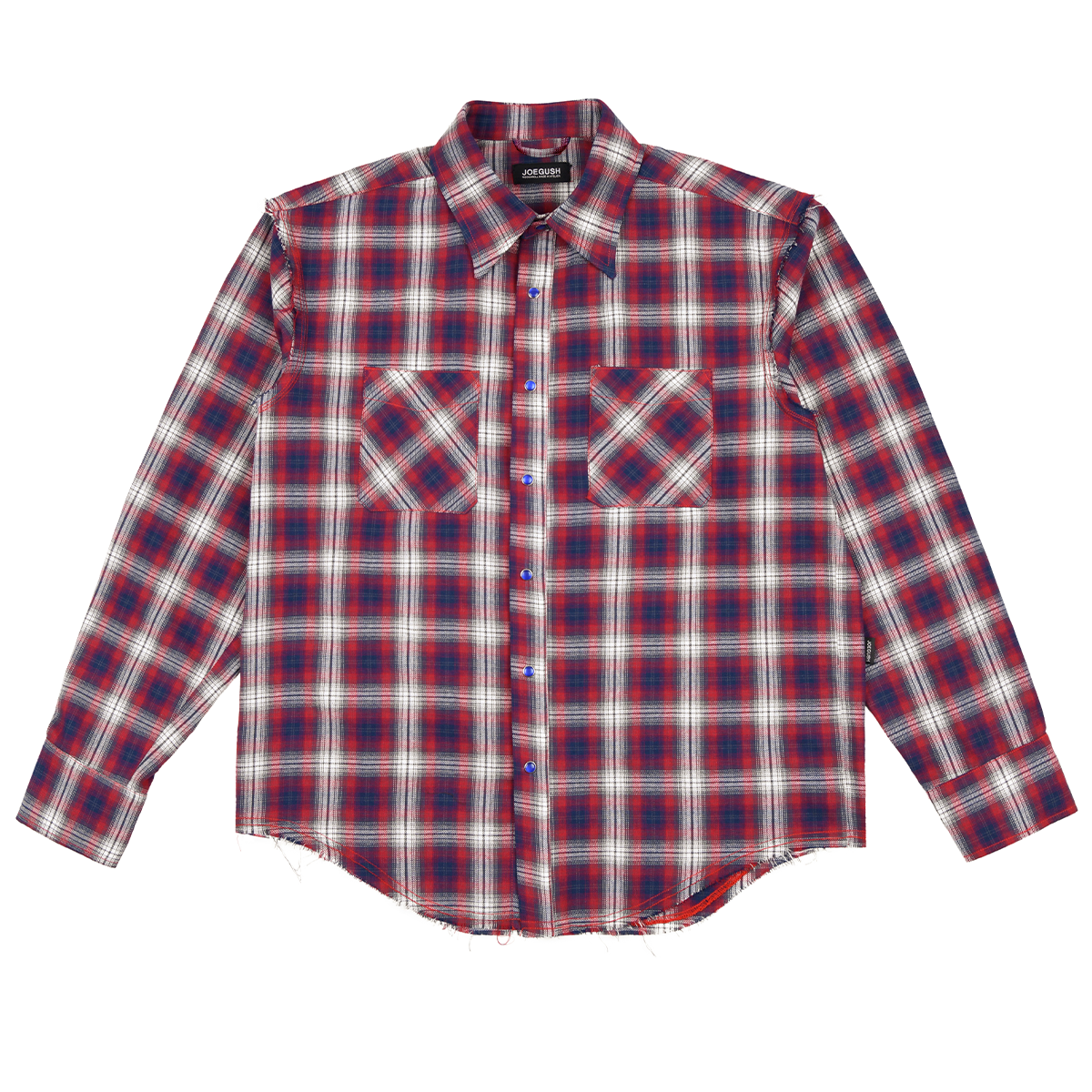 Raw Edge Flannel Shirt (Red/Navy)