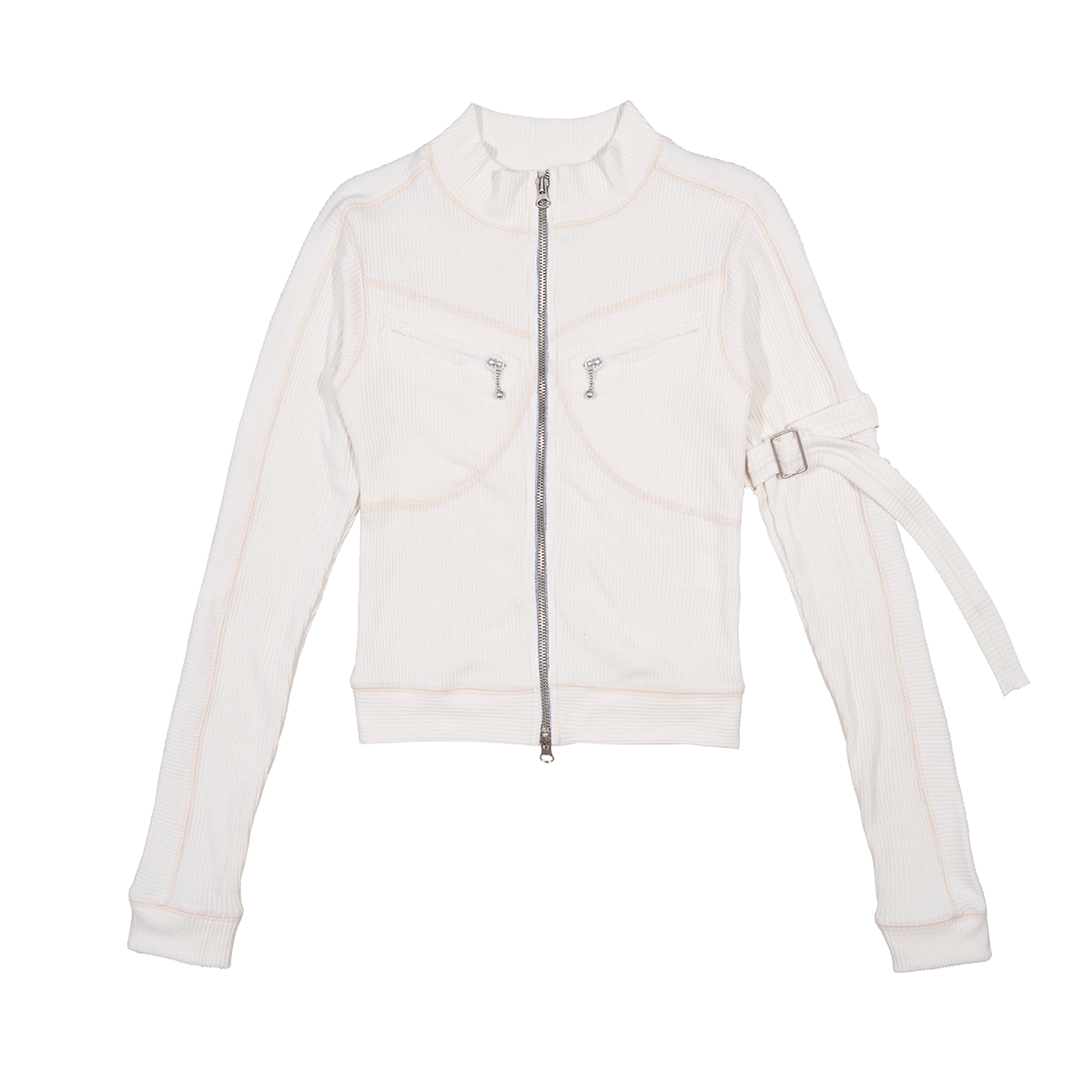 Two-way Zip Buckle knit (Ivory)