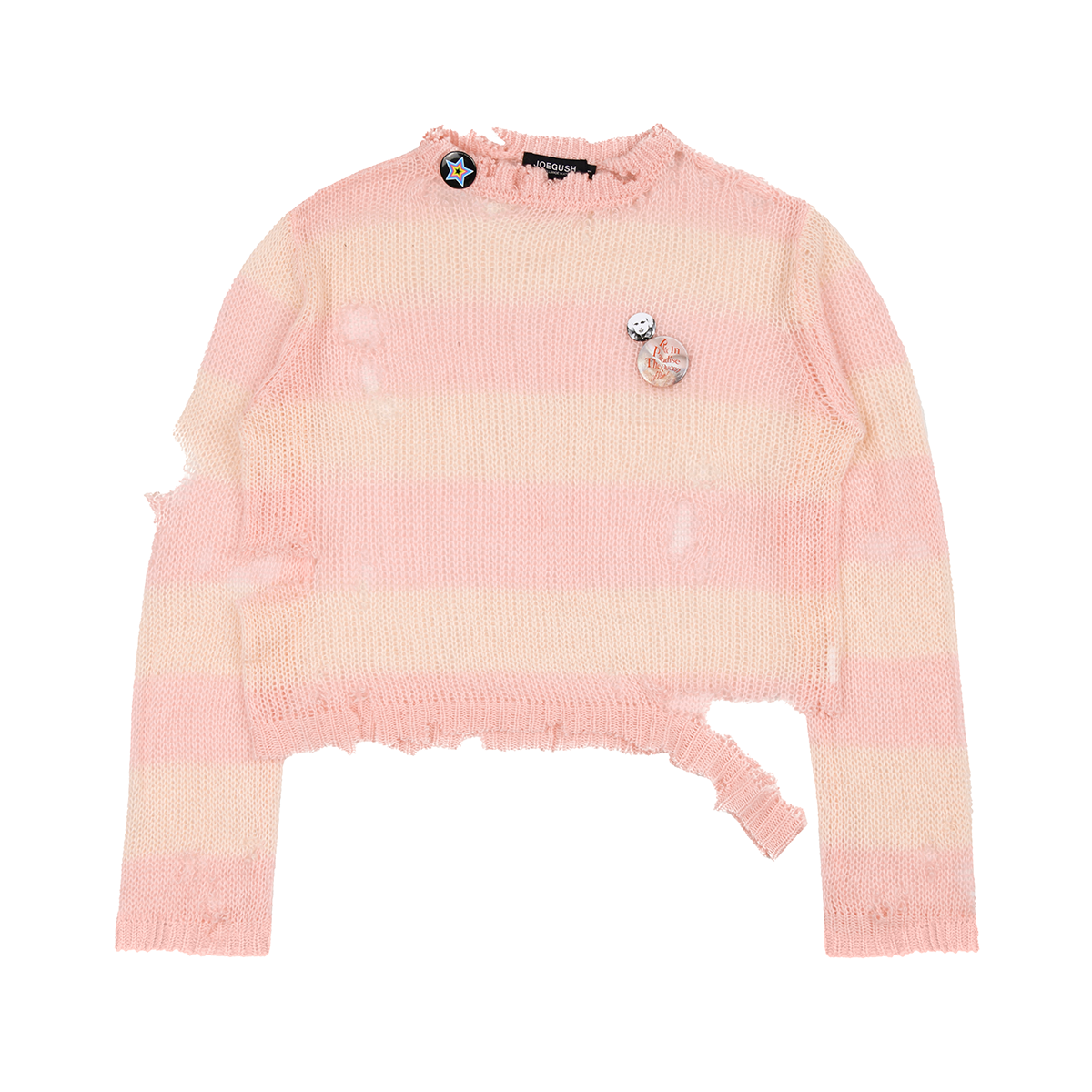 Striped Mesh Knit Lv.2 (Distressed Ver.) (Baby Pink/Peach)
