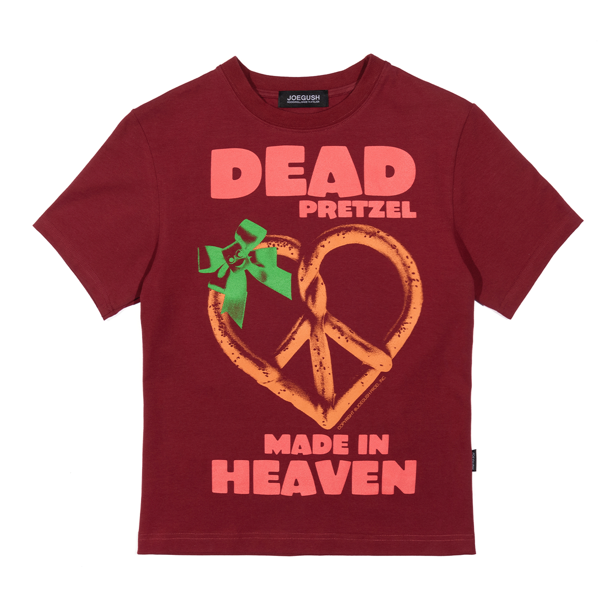 【JOEGUSH 】 Dead Pretzel T-shirt (Crop ver.) /追跡付 Dead Pretzel T-shirt (Crop ver.) (Burgundy) - Joe Gush