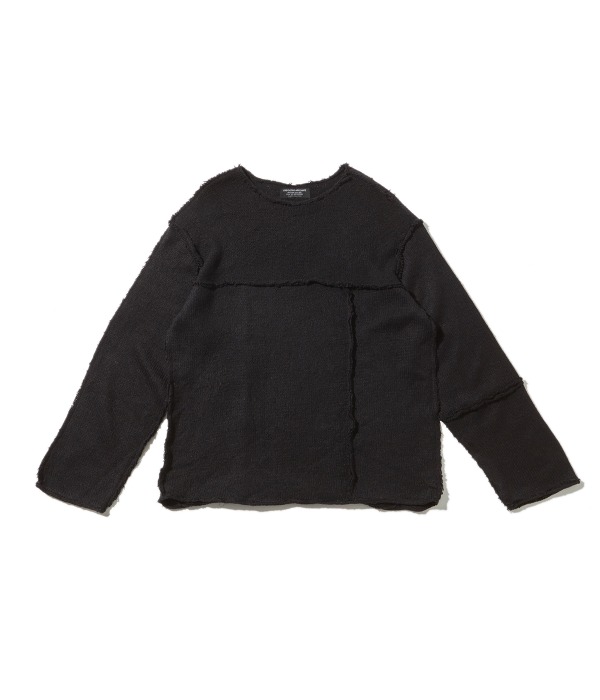 Panel inside-out mohair knit (Dark navy)