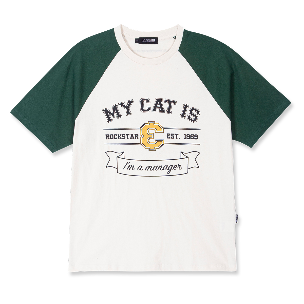 My cat is Rockstar Raglan T-shirt (HERITAGE VER.) (lvory/Green)