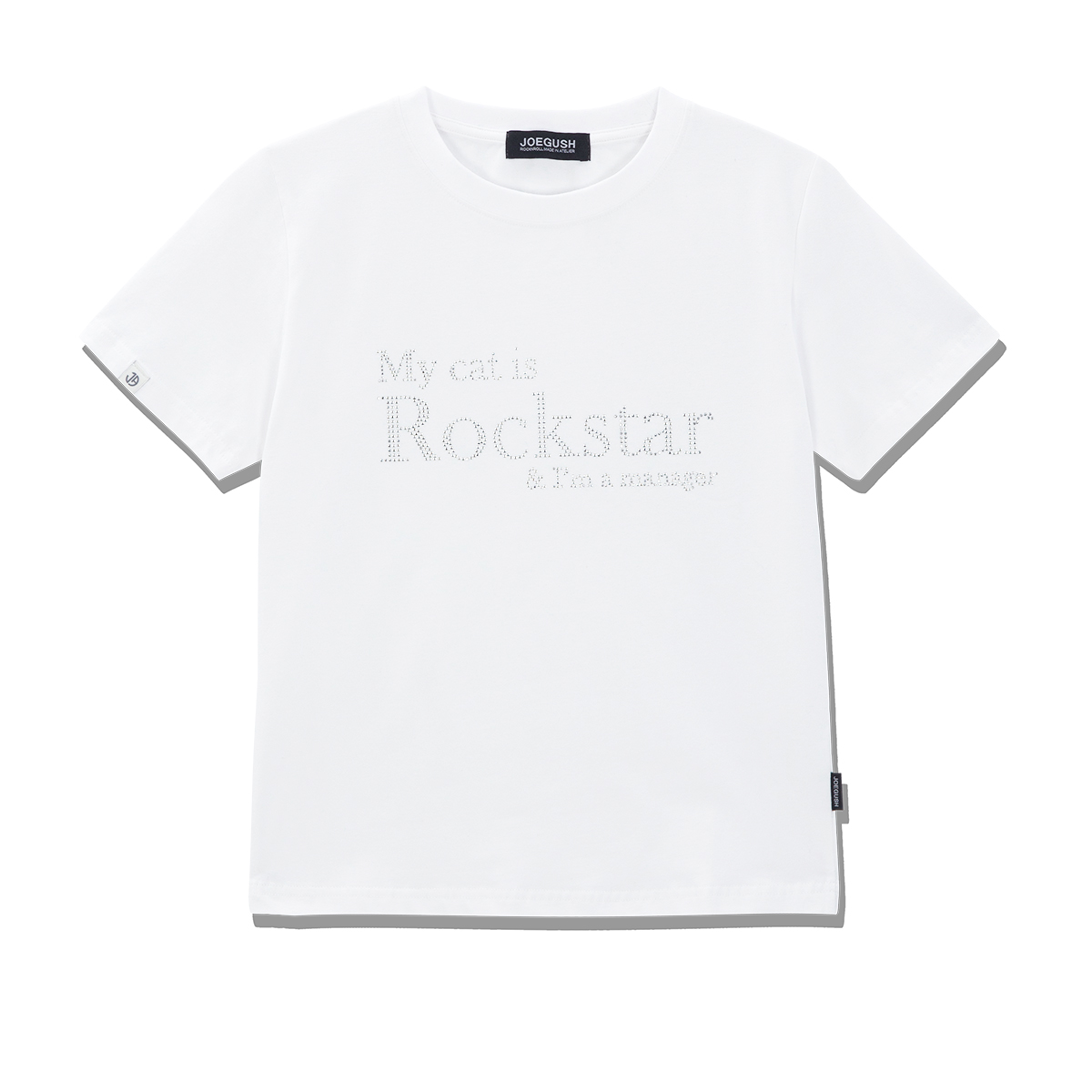 My cat is Rockstar Rhinestone T-shirt (CROP VER.) (White)