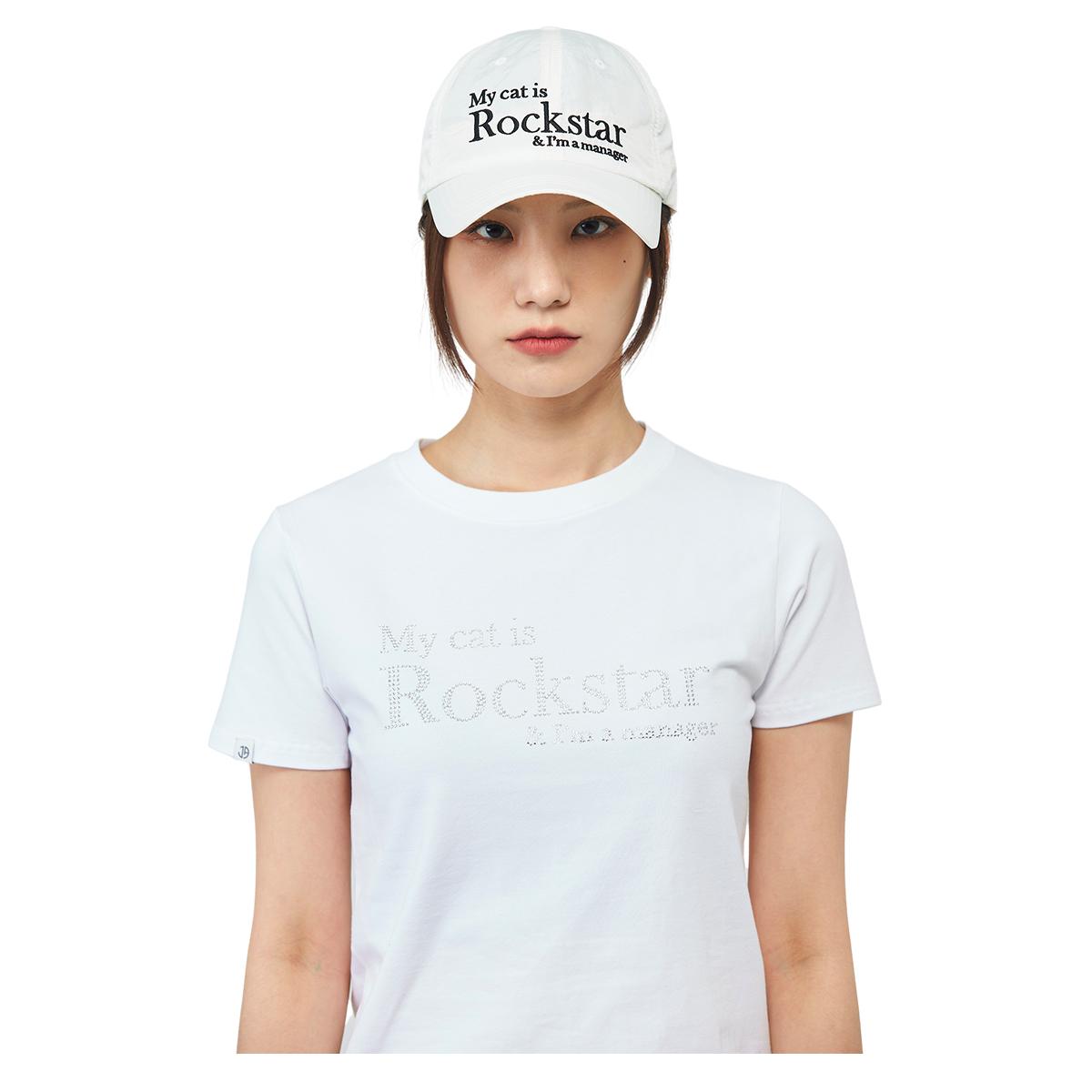 Rockstar cat Nylon cap (White)