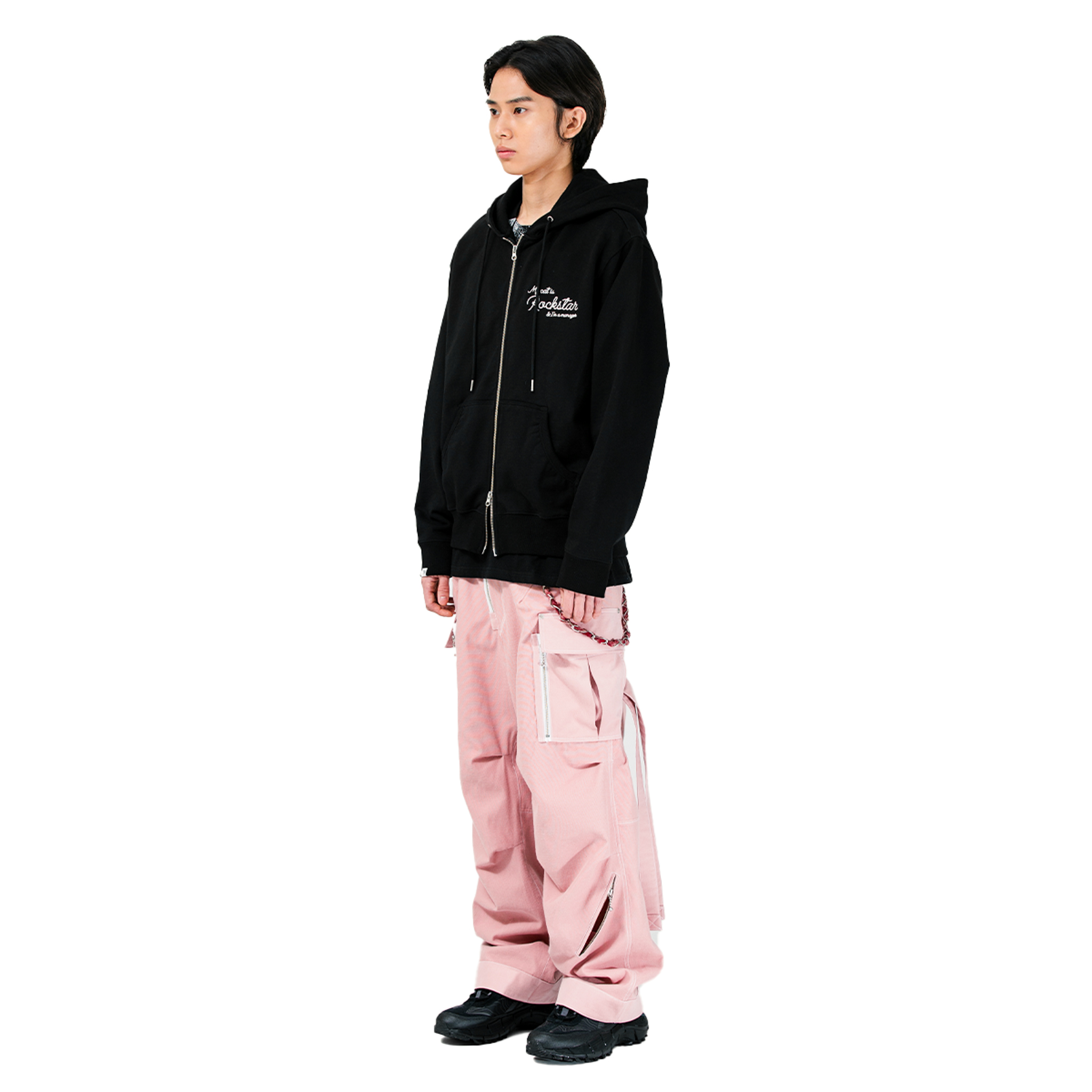 Cursive Handwriting Hoodie Zip-up (Black) - Joe Gush