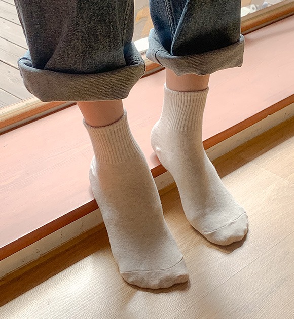 韓國中筒棉混紡襪