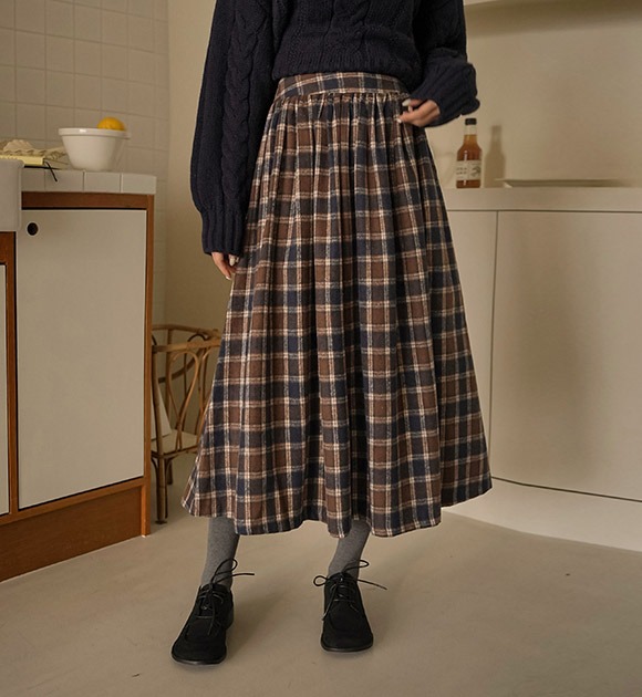 マリアル 厚い羊手 格子模様スカート 韓国