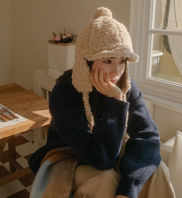 韓國連耳朵部分都很保暖的毛毛帽