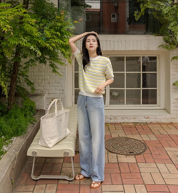 韓國輕量空氣感輕薄寬版牛仔褲