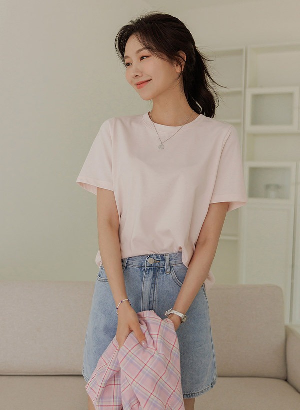 韓國機能性混棉素面短袖T恤