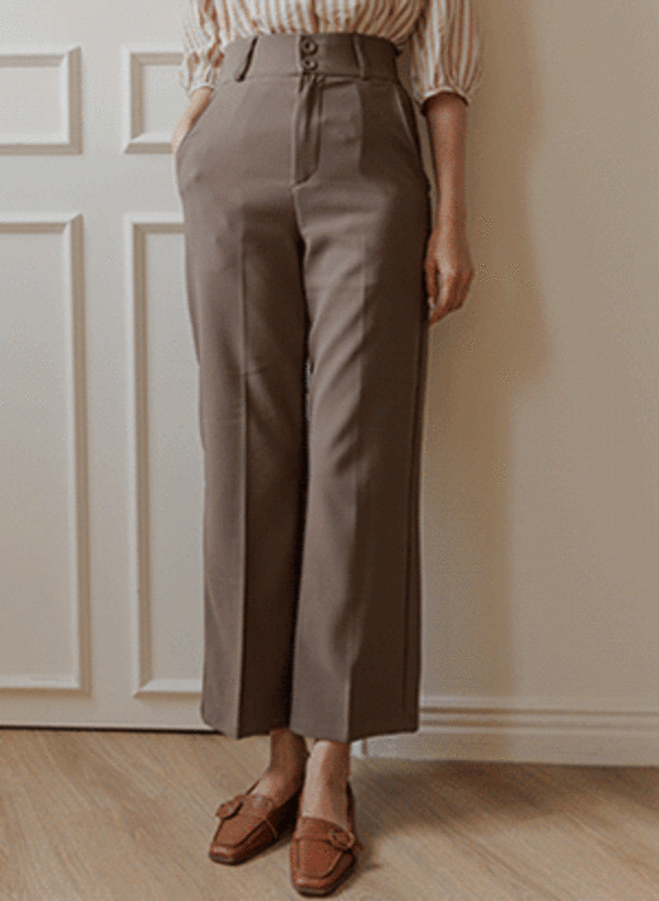 韓國雙釦寬版隱形鬆緊帶西裝褲