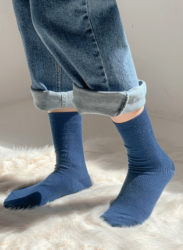 韓國中筒羅紋襪