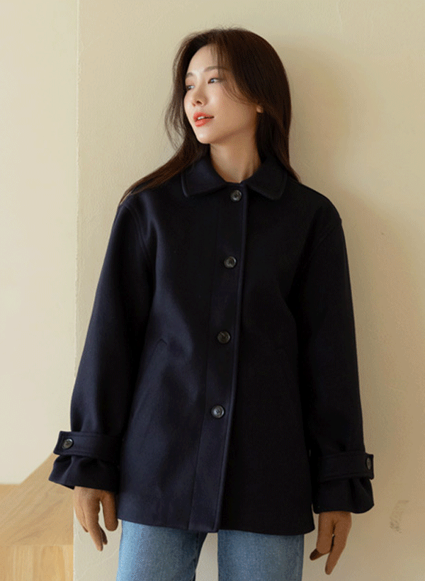 韓國單排釦絎縫內裡大衣