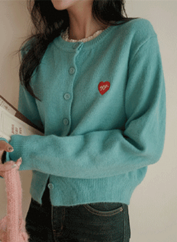 韓國愛心刺繡針織外套