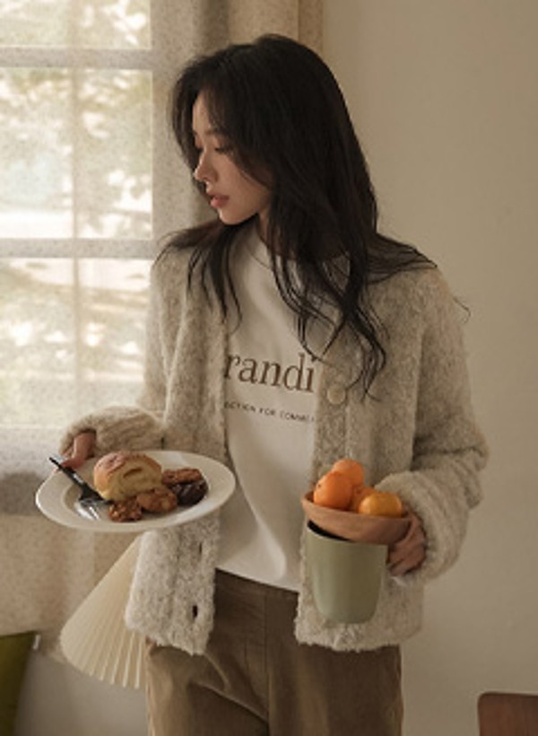 韓國立體毛球羊毛針織外套