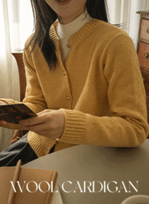 韓國金色鈕釦羊毛針織外套
