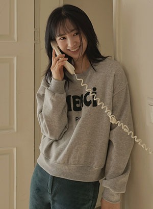 メルシー 羊手レタリング インナーフリース セーター 韓国